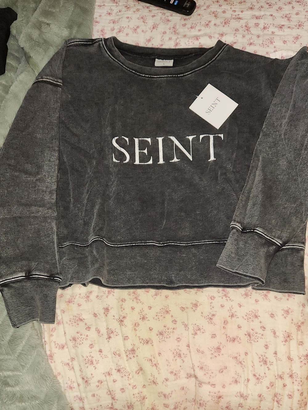 SEINT Washed Charcoal Crewneck Sweatshirt — Women